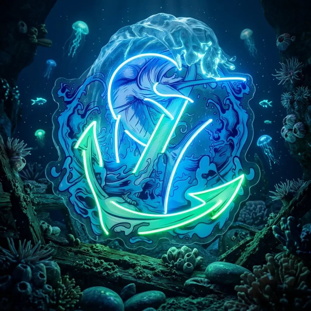 Marlin Fish with Anchor LED Neon Sign Light Pop Art