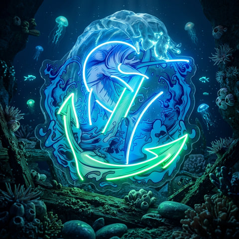 Marlin Fish with Anchor LED Neon Sign Light Pop Art