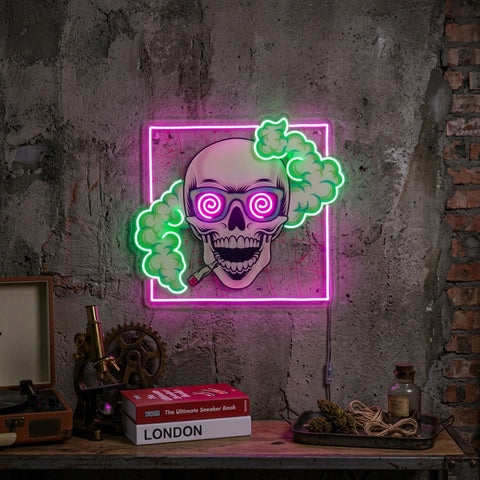 Smoking High Skull LED Neon Sign Light Pop Art