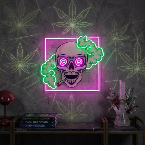 Smoking High Skull LED Neon Sign Light Pop Art