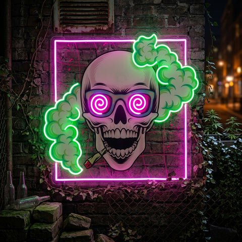 Smoking High Skull LED Neon Sign Light Pop Art