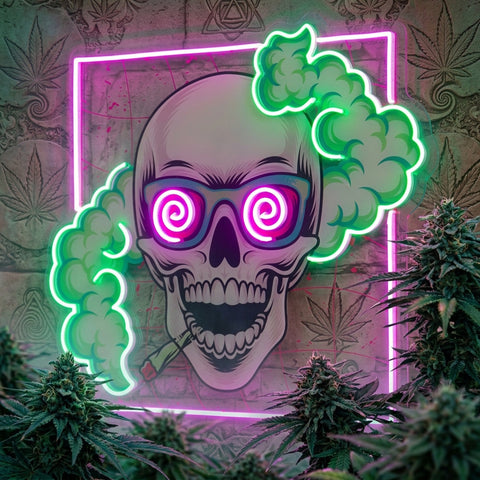 Smoking High Skull LED Neon Sign Light Pop Art