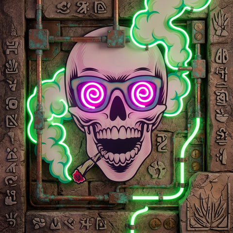 Smoking High Skull LED Neon Sign Light Pop Art