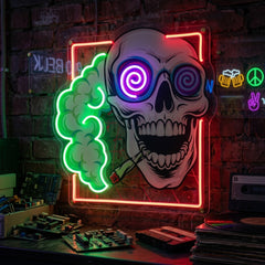 Smoking High Skull LED Neon Sign Light Pop Art