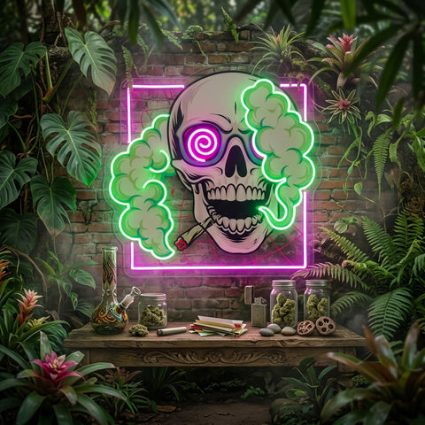 Smoking High Skull LED Neon Sign Light Pop Art