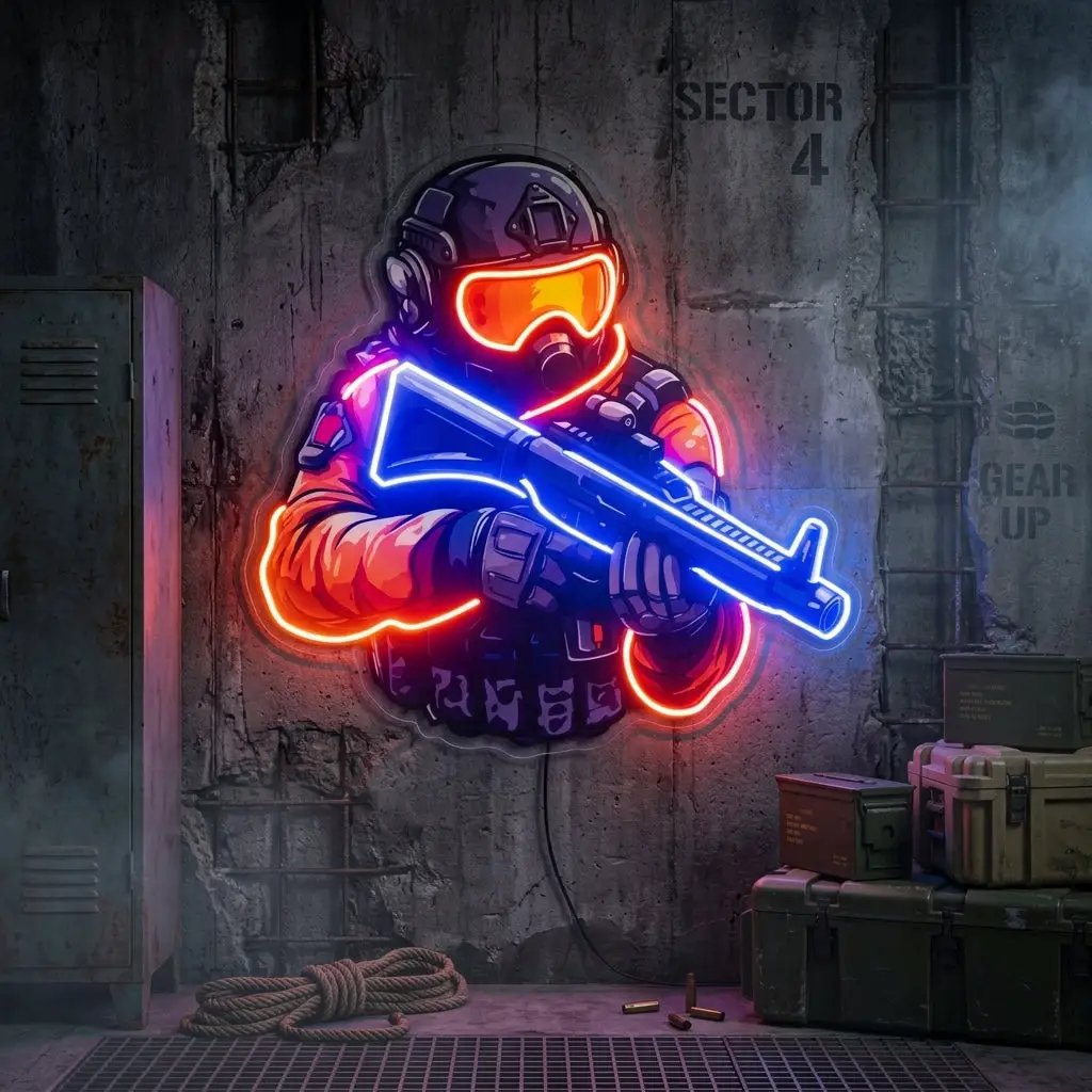 Shooting Games LED Neon Sign Light Pop Art