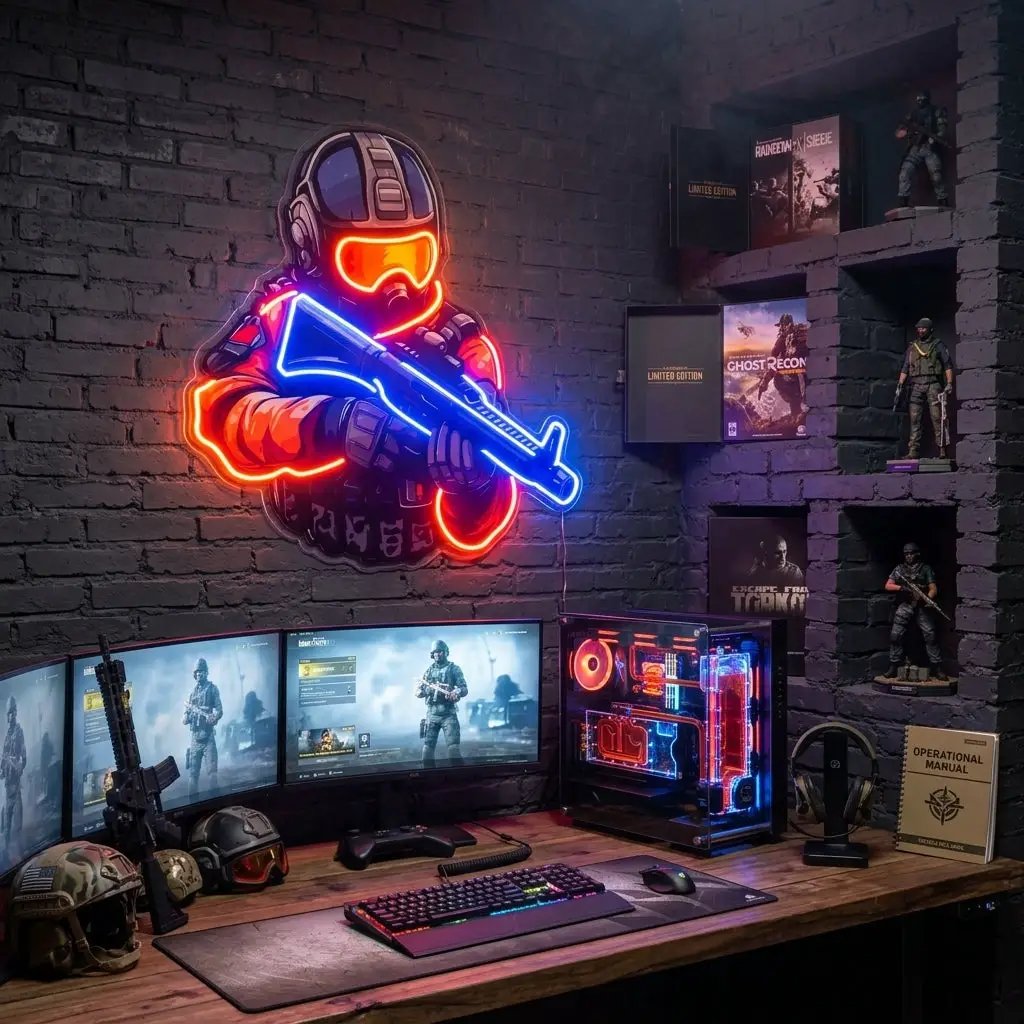 Shooting Games LED Neon Sign Light Pop Art