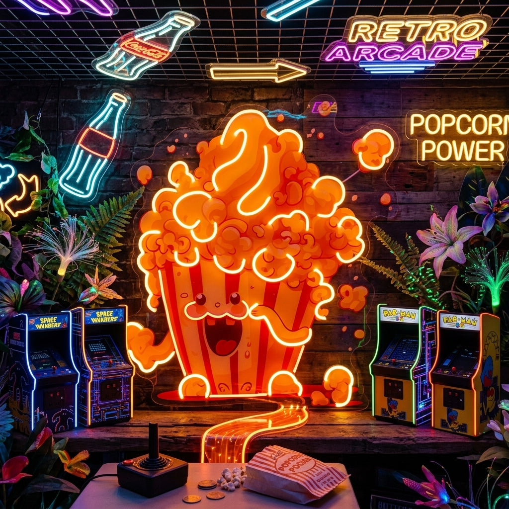 Cute Popcorn LED Neon Sign Light Pop Art