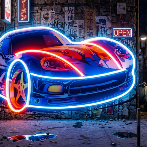 Sports Car LED Neon Sign Light Pop Art