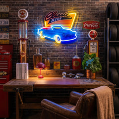 Blue Classic Car LED Neon Sign Light Pop Art
