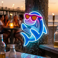 Shark Relax On Flamingo Tires LED Neon Sign Light Pop Art