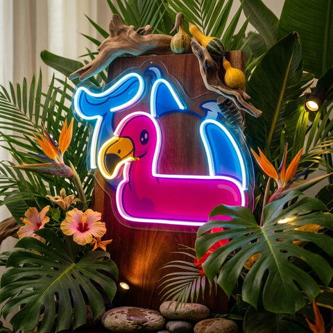 Shark Relax On Flamingo Tires LED Neon Sign Light Pop Art