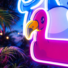 Shark Relax On Flamingo Tires LED Neon Sign Light Pop Art