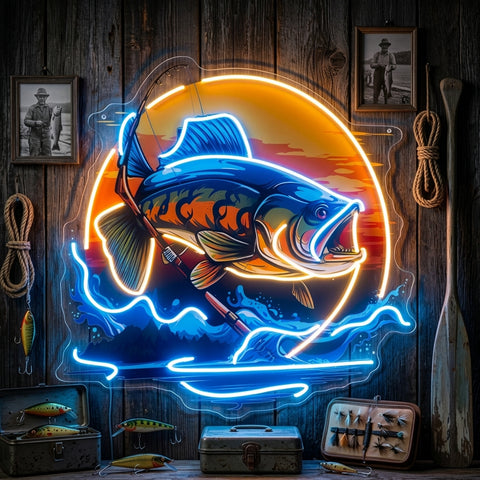 Fishing Cartoon LED Neon Sign Light Pop Art