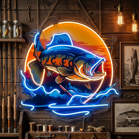 Fishing Cartoon LED Neon Sign Light Pop Art