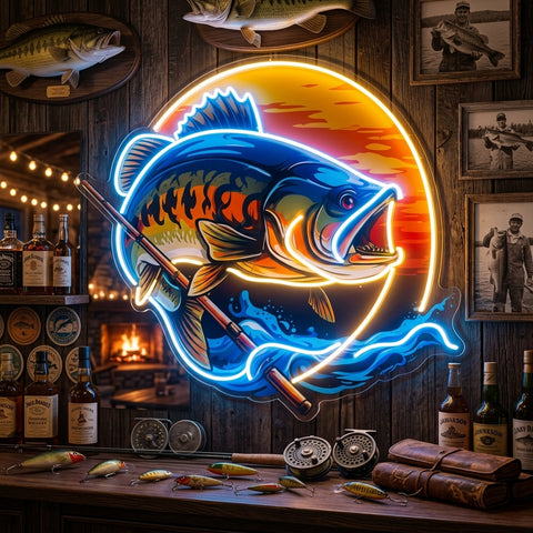 Fishing Cartoon LED Neon Sign Light Pop Art