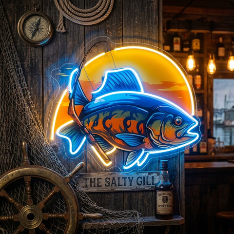 Fishing Cartoon LED Neon Sign Light Pop Art