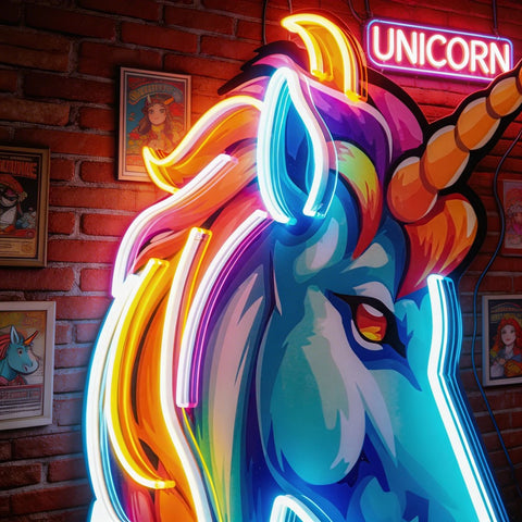 Unicorn Head LED Neon Sign Light Pop Art