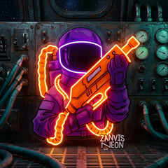 Astronaut Sight Gun Head LED Neon Sign Light Pop Art