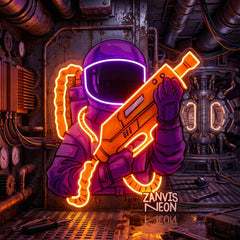Astronaut Sight Gun Head LED Neon Sign Light Pop Art