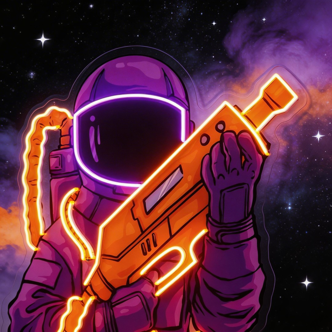 Astronaut Sight Gun Head LED Neon Sign Light Pop Art