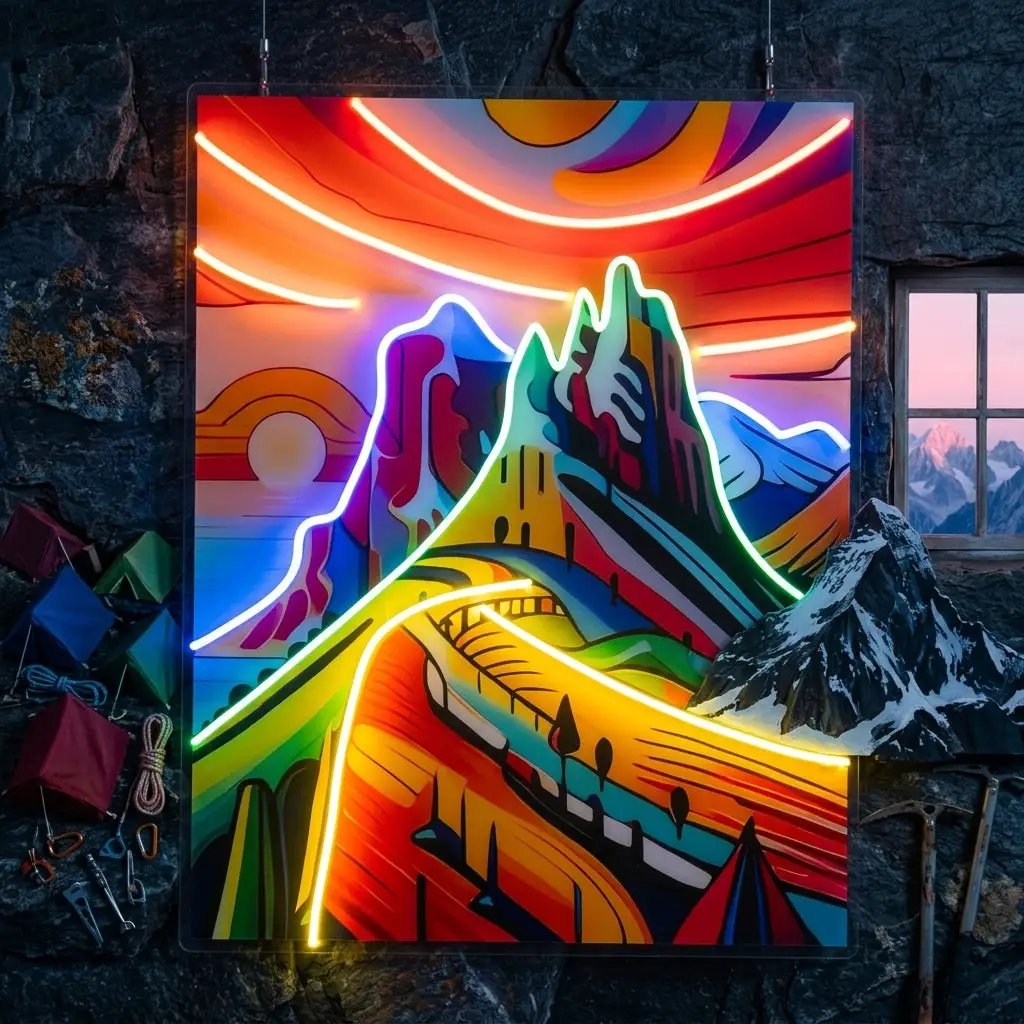 Colorful Mountainscape Abstract Art LED Neon Sign Light Pop Art