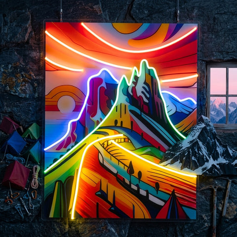Colorful Mountainscape Abstract Art LED Neon Sign Light Pop Art