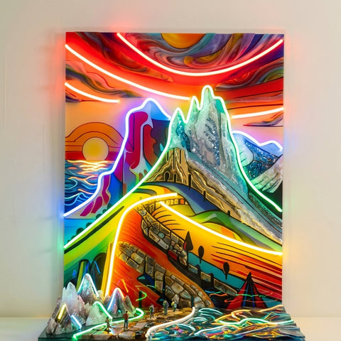 Colorful Mountainscape Abstract Art LED Neon Sign Light Pop Art