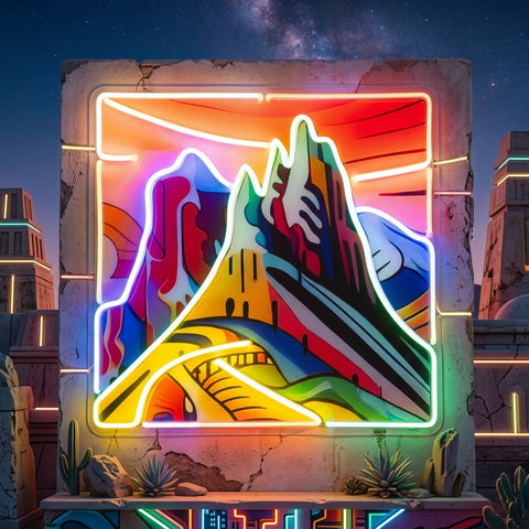 Colorful Mountainscape Abstract Art LED Neon Sign Light Pop Art