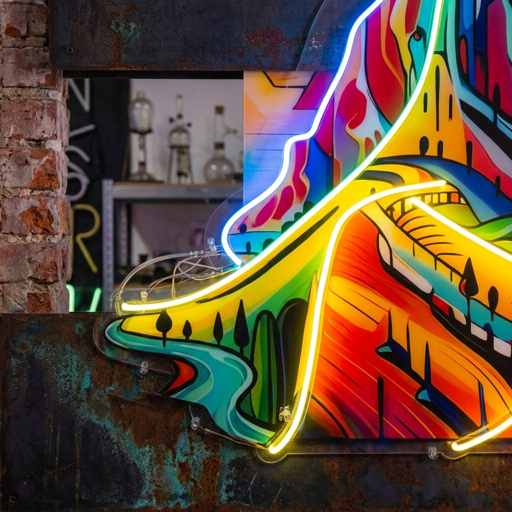 Colorful Mountainscape Abstract Art LED Neon Sign Light Pop Art