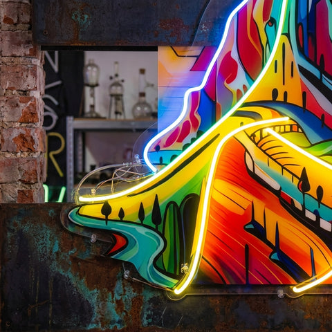 Colorful Mountainscape Abstract Art LED Neon Sign Light Pop Art