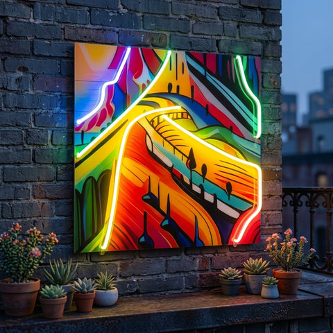 Colorful Mountainscape Abstract Art LED Neon Sign Light Pop Art