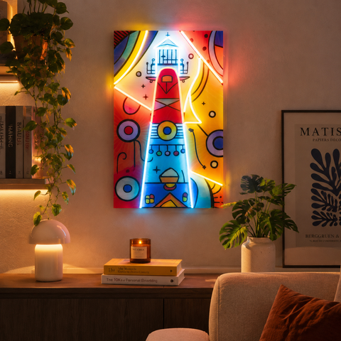 Lighthouse Painting In Abstract Art LED Neon Sign Light Pop Art