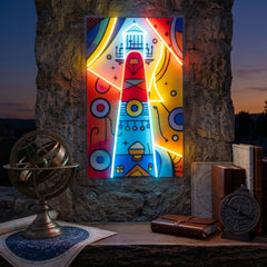 Lighthouse Painting In Abstract Art LED Neon Sign Light Pop Art