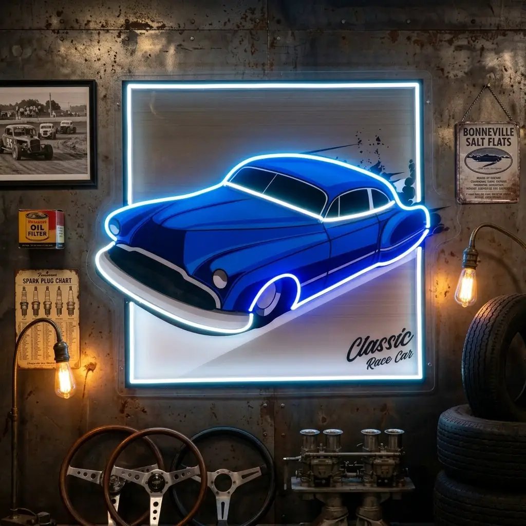 Hot Rod Racer LED Neon Sign Light Pop Art