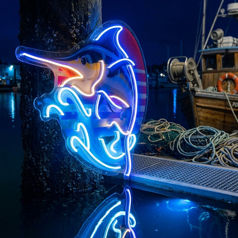 Colorful Ocean Fishing LED Neon Sign Light Pop Art