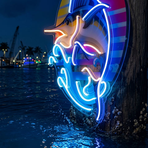 Colorful Ocean Fishing LED Neon Sign Light Pop Art