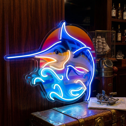 Colorful Ocean Fishing LED Neon Sign Light Pop Art