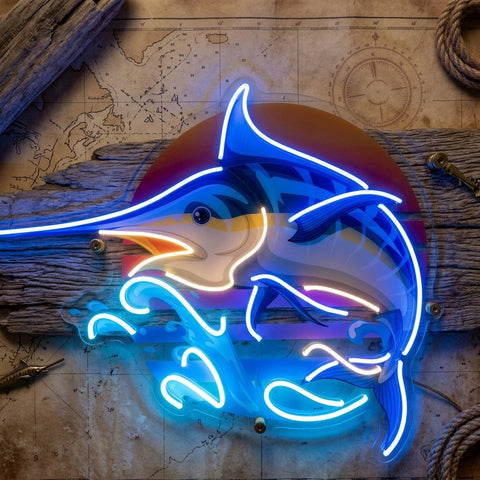 Colorful Ocean Fishing LED Neon Sign Light Pop Art