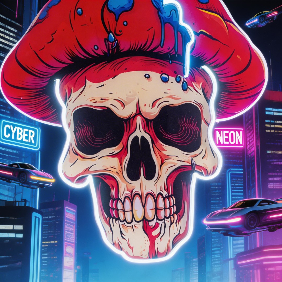 A Skull With A Mushroom Hat LED Neon Sign Light Pop Art
