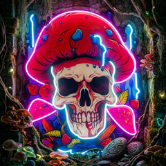 A Skull With A Mushroom Hat LED Neon Sign Light Pop Art