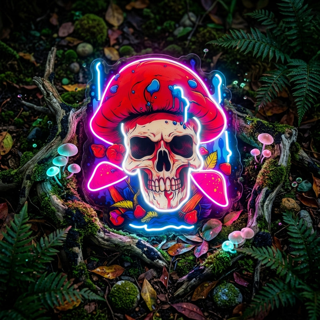 A Skull With A Mushroom Hat LED Neon Sign Light Pop Art