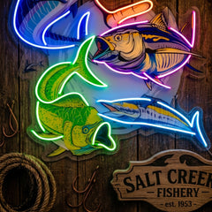 Colorful Fishing LED Neon Sign Light Pop Art