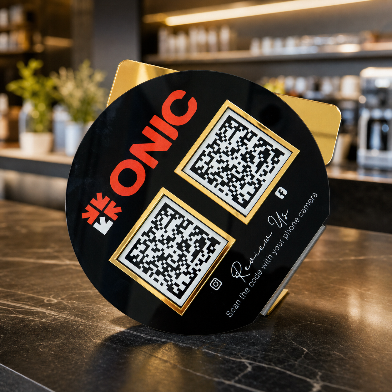 Custom Double QR Code Circle Stand Layout A