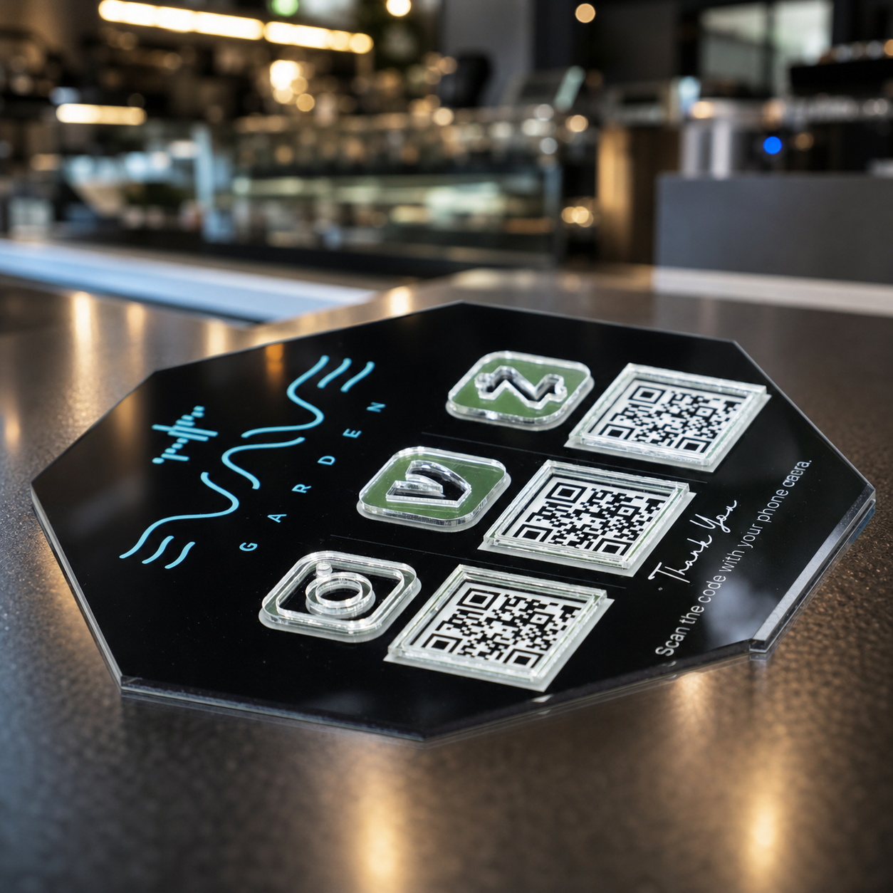 Custom Triple QR Code Octagon Stand