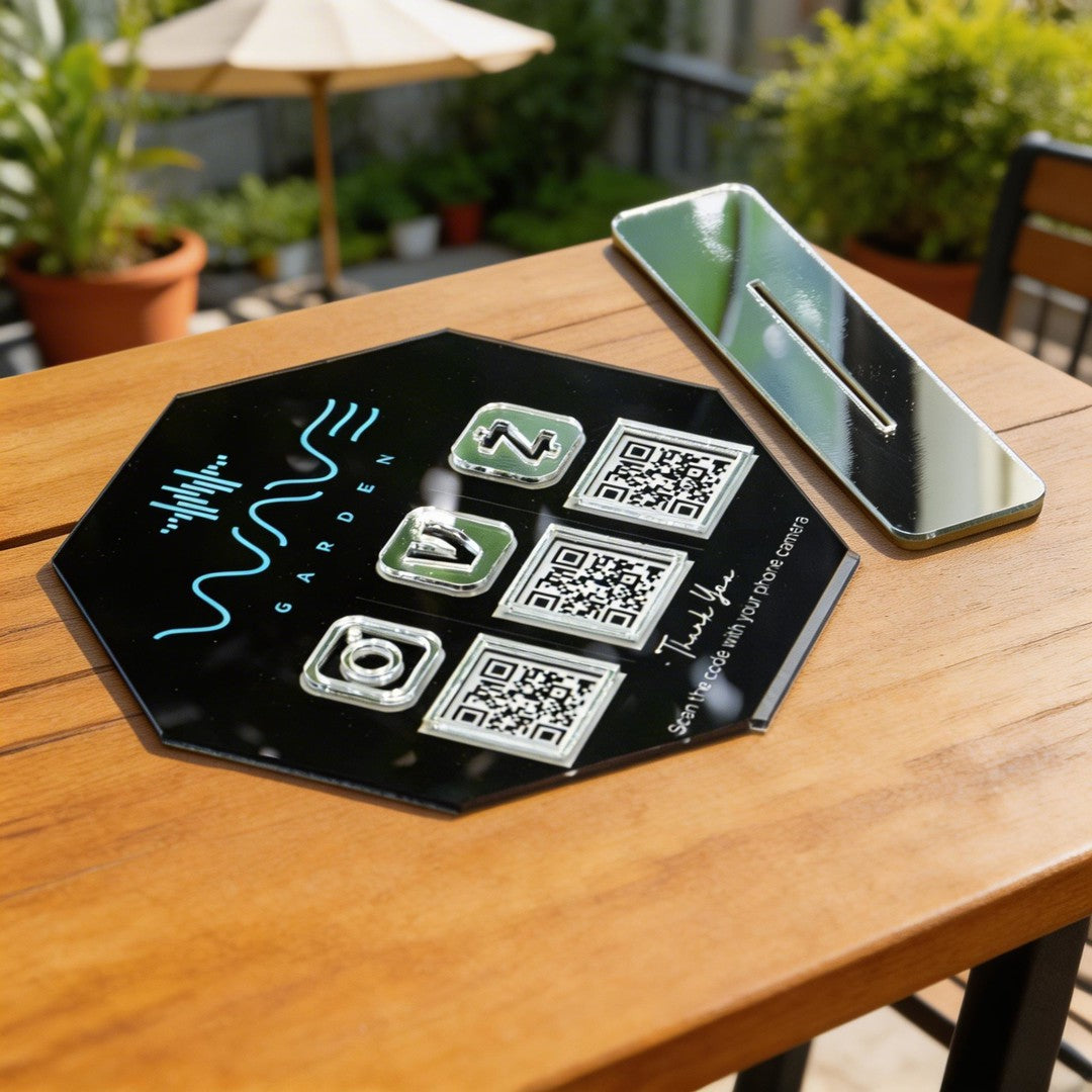 Custom Triple QR Code Octagon Stand