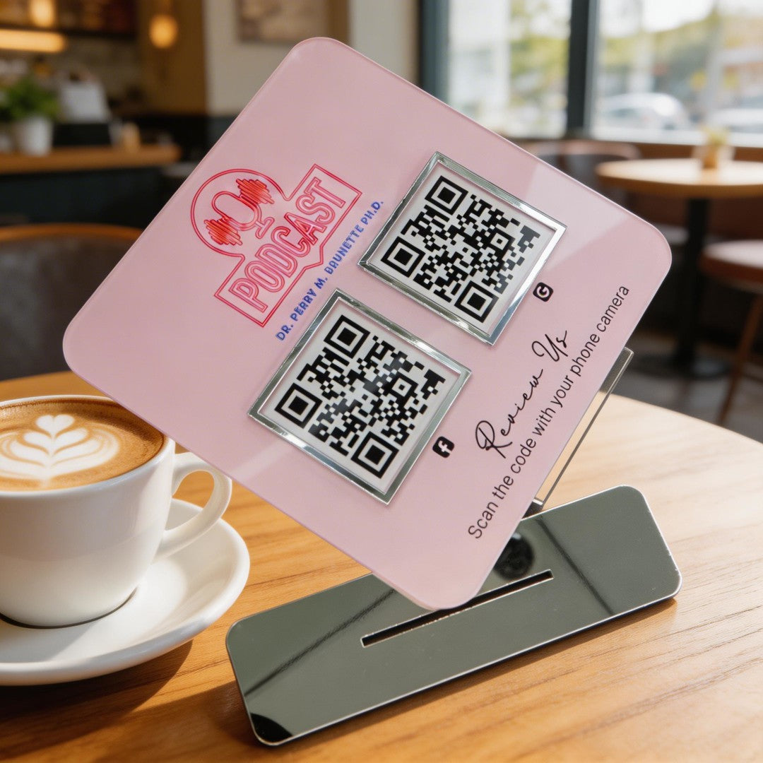 Custom Double QR Code Square Stand Layout A