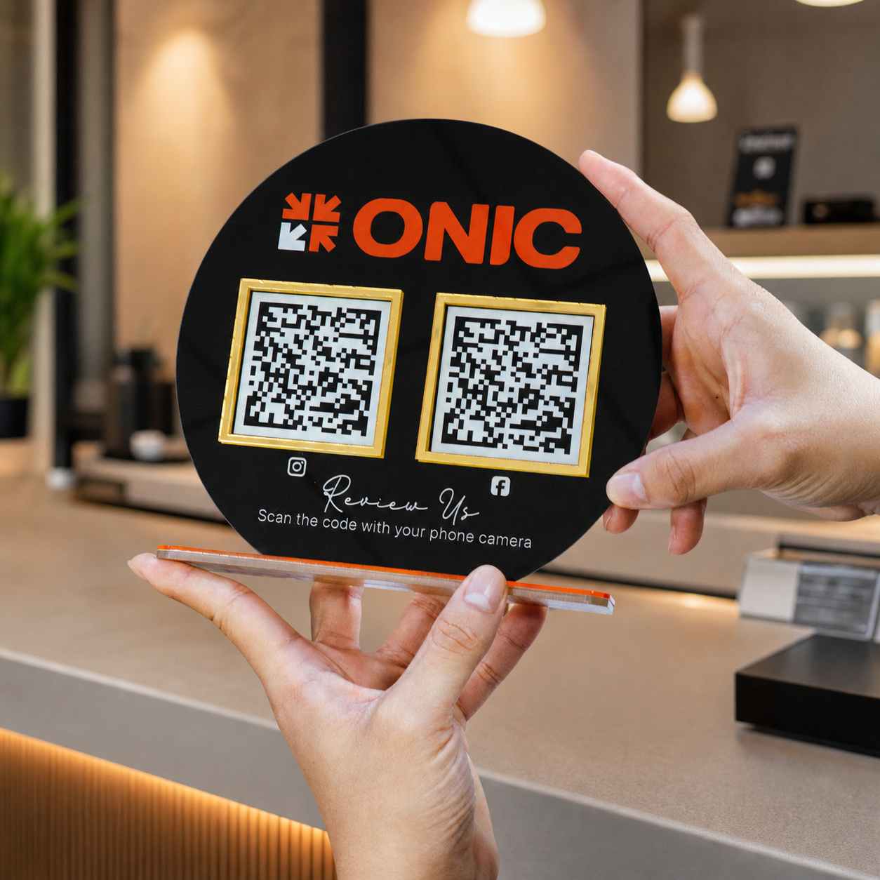Custom Double QR Code Circle Stand Layout A