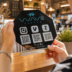 Custom Triple QR Code Octagon Stand