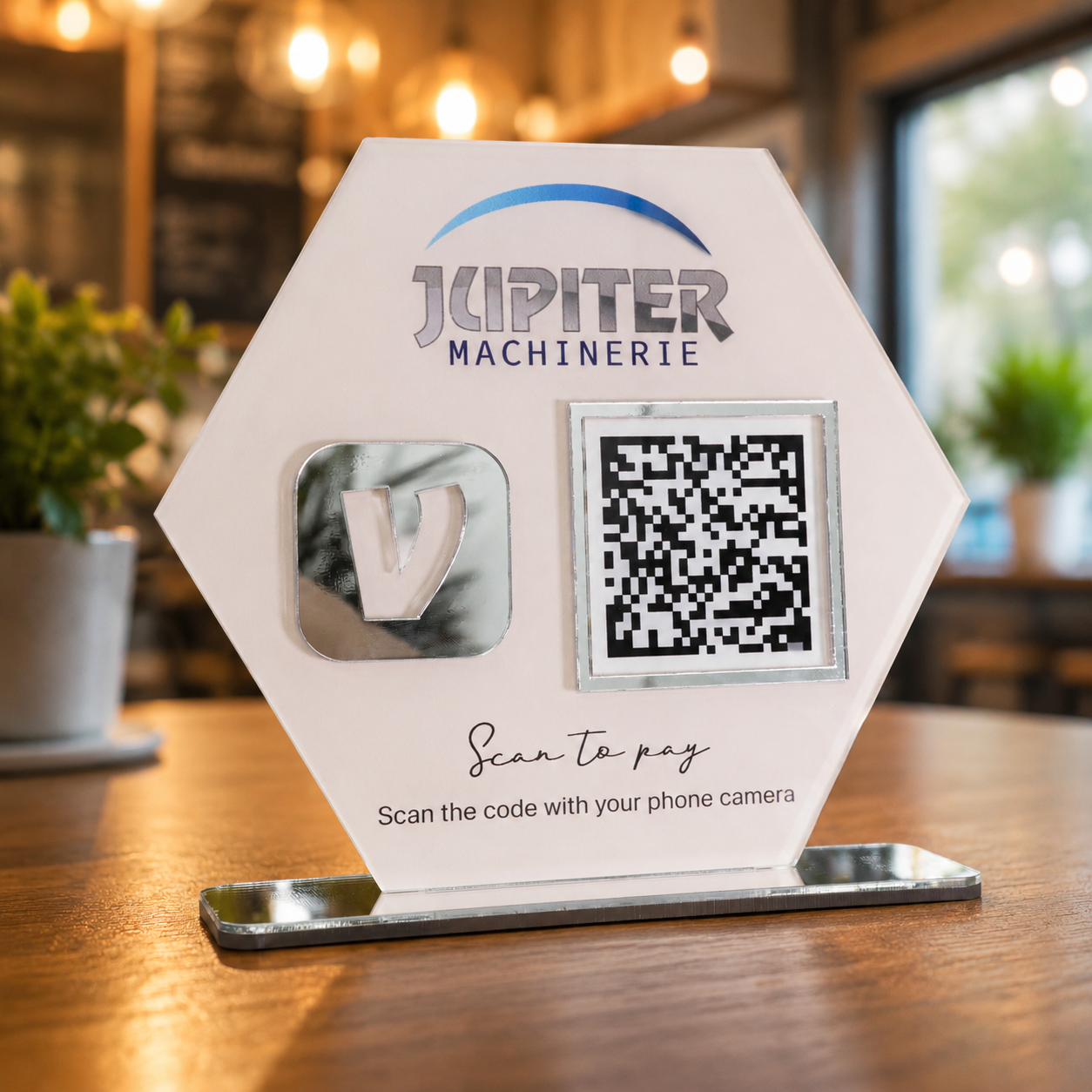 Custom Single QR Code Hexagon Stand